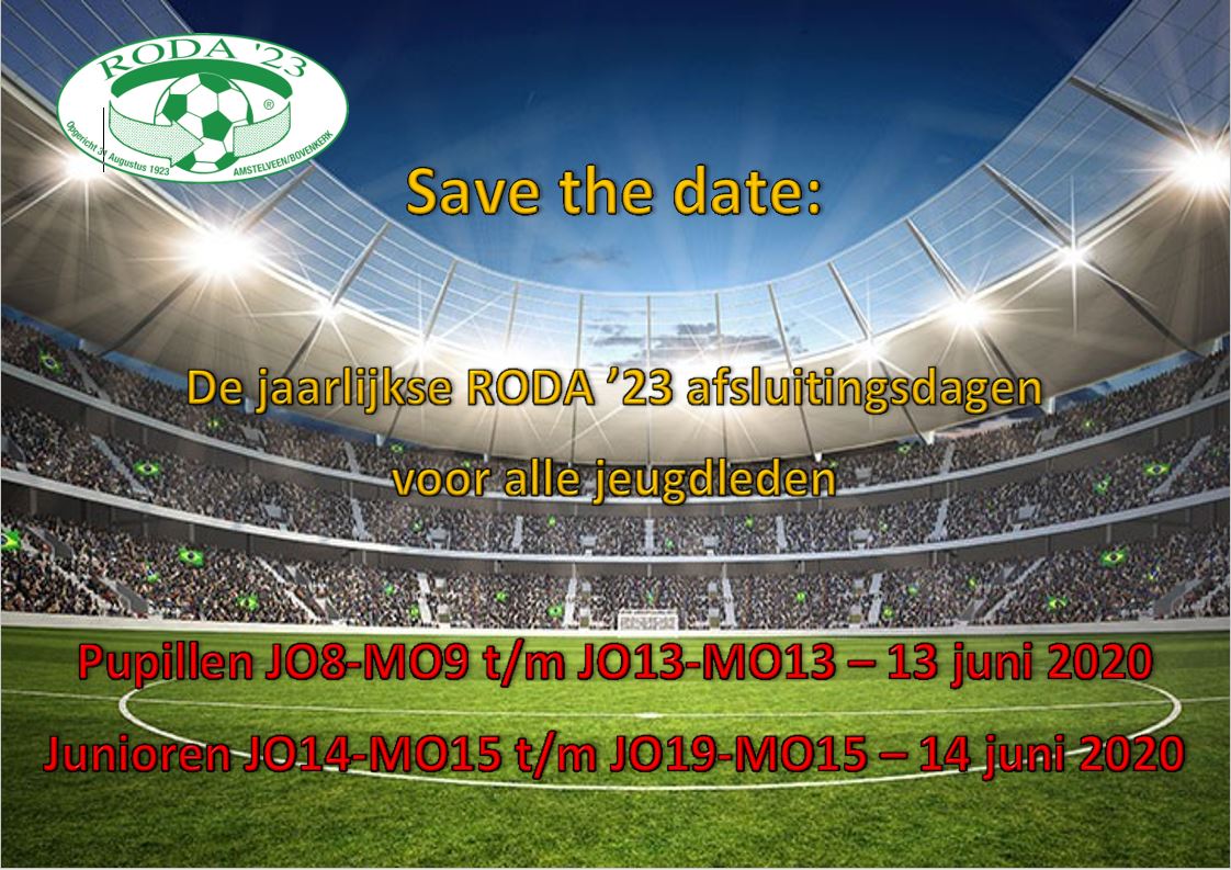 Save the date: Afsluitingstoernooi pupillen en junioren 13 en 14 juni