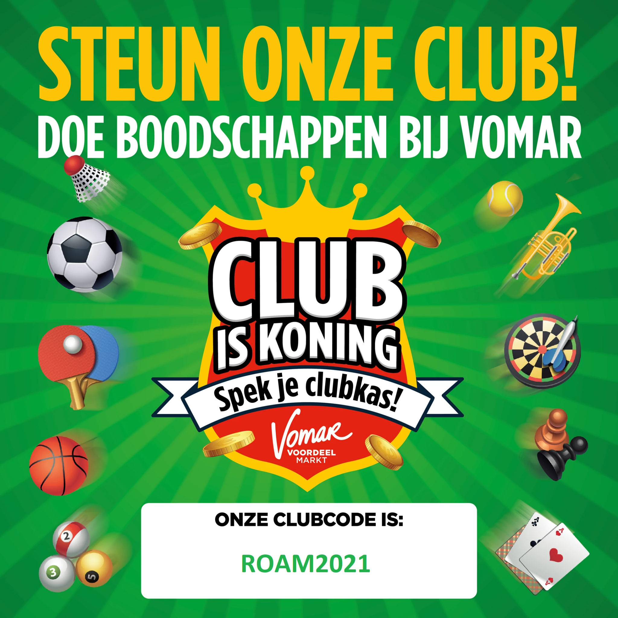 Spek de clubkas met Club is Koning sparen van Vomar!