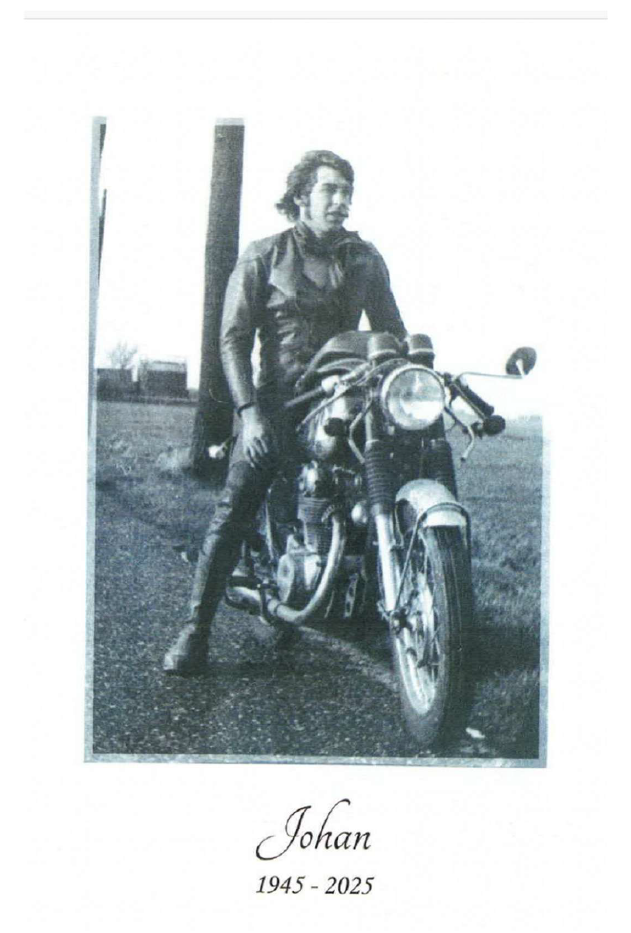 Overlijden Lid van Verdienste, Johan Wondergem